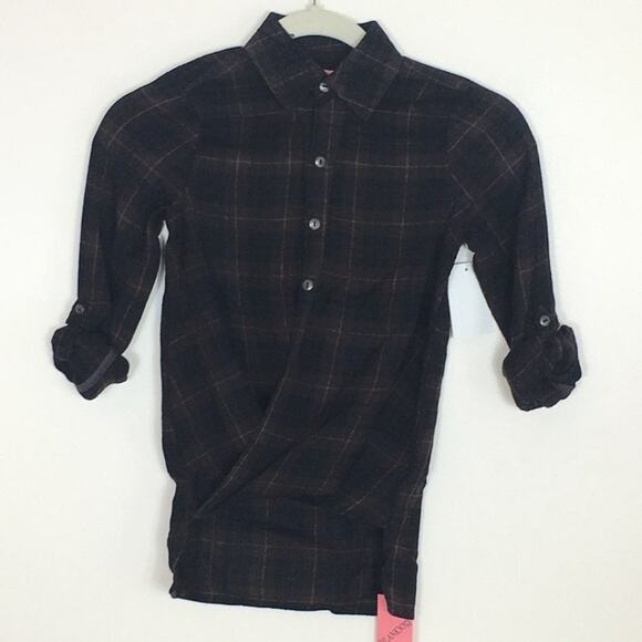 BLANK NYC Cotton Black Brown Plaid Girls Big Girl Size 4 NWT - Picture 4 of 8